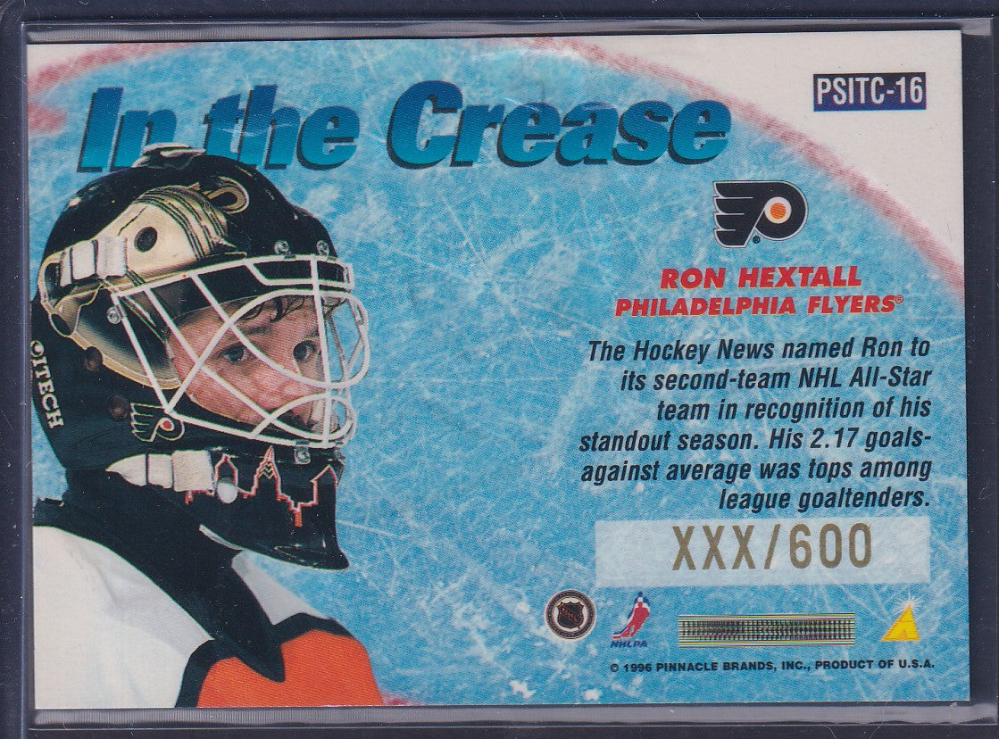 RON HEXTALL - 1996 Pinnacle Summit In the Crease #PSITC-16, xxx/600