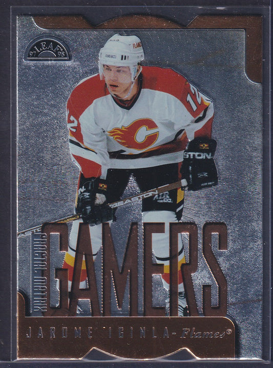 JAROME IGINLA - 1997 Donruss Leaf Fractal Matrix Gamers Die Cut #180, /400