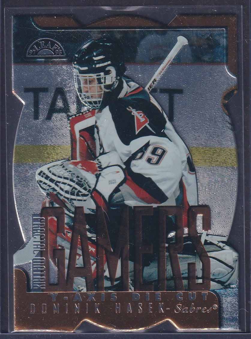 DOMINIK HASEK - 1997 Donruss Leaf Fractal Matrix Gamers Die Cut #169, /200