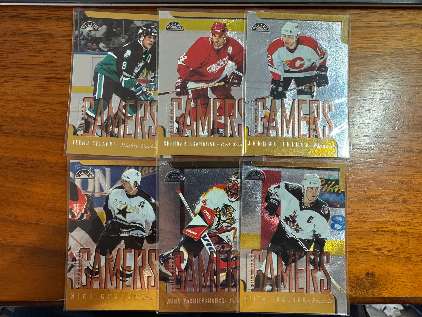 1997 Donruss Leaf Fractal Matrix Gamers Group of Six - Selanne, Tkachuk, Vanbies