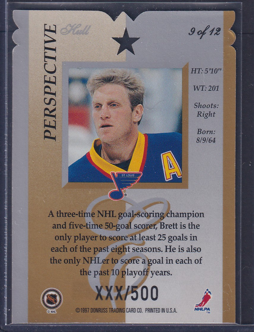 BRETT HULL - 1996 Donruss Elite Perspective Die Cut #9, xxx/500
