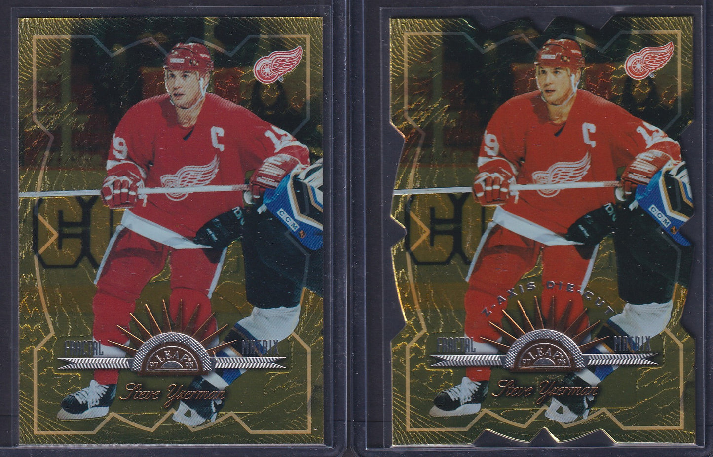 STEVE YZERMAN - 1997 Donruss Leaf Fractal Matrix & Z-Axis Die Cut #4, /100