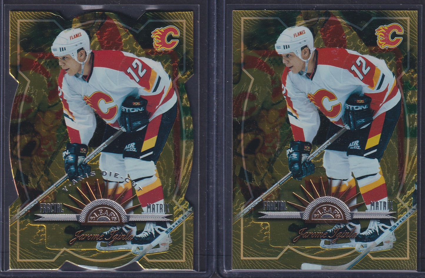 JAROME IGINLA - 1997 Donruss Leaf Fractal Matrix & Z-Axis Die Cut #14, /200