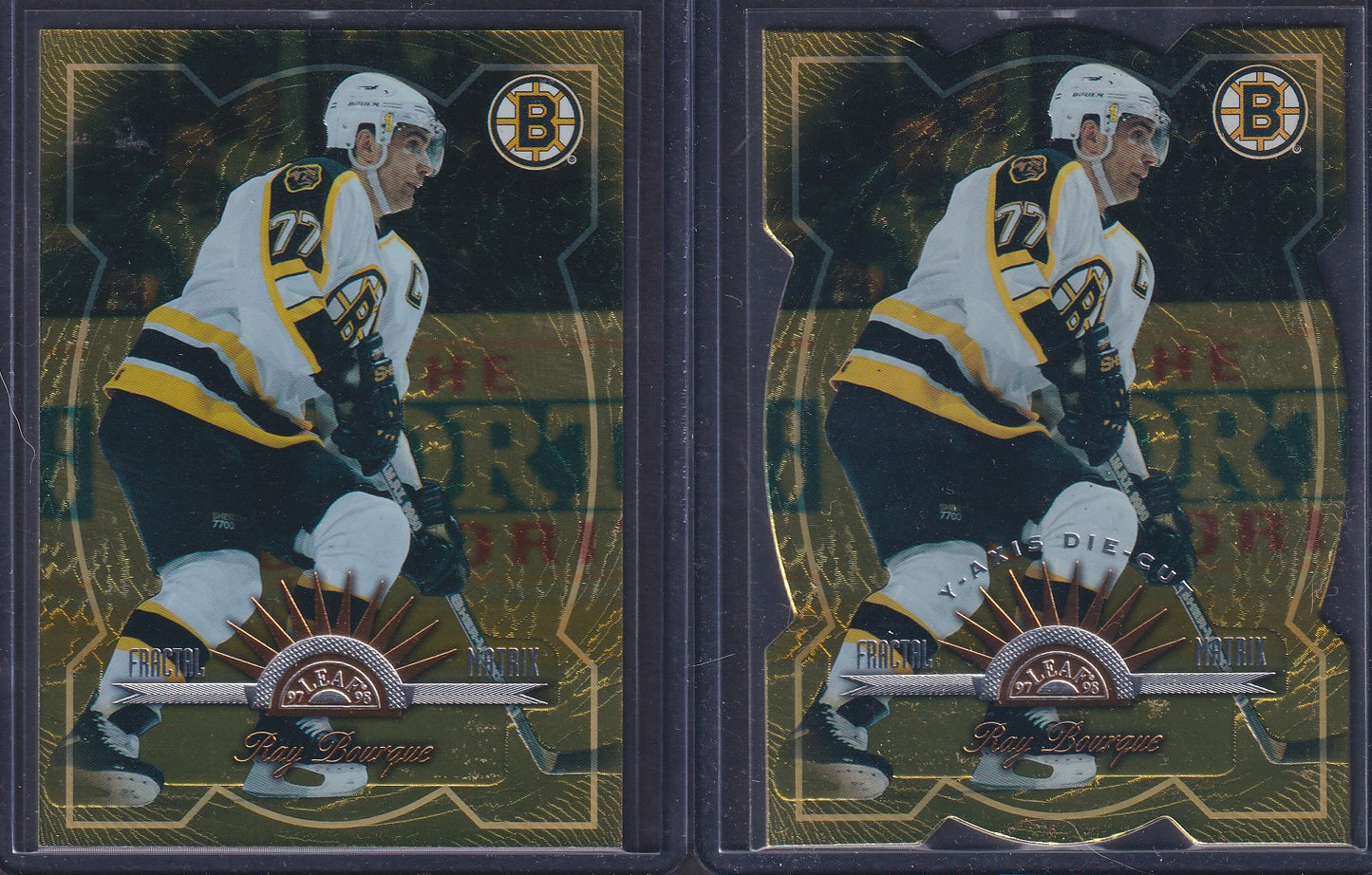 RAY BOURQUE - 1997 Donruss Leaf Fractal Matrix & Z-Axis Die Cut #13, /200