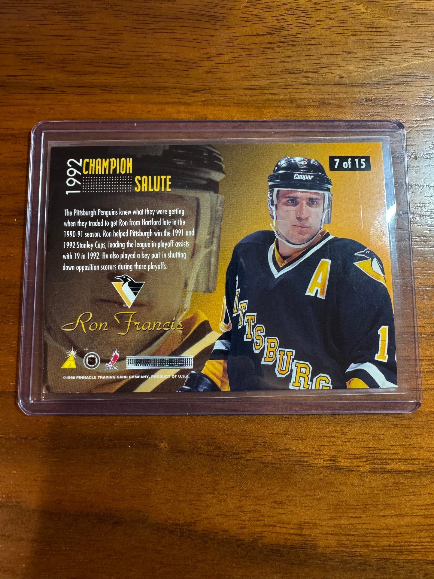 RON FRANCIS - 1996 Pinnacle Zenith Champion Salute REAL DIAMOND #7, SSP