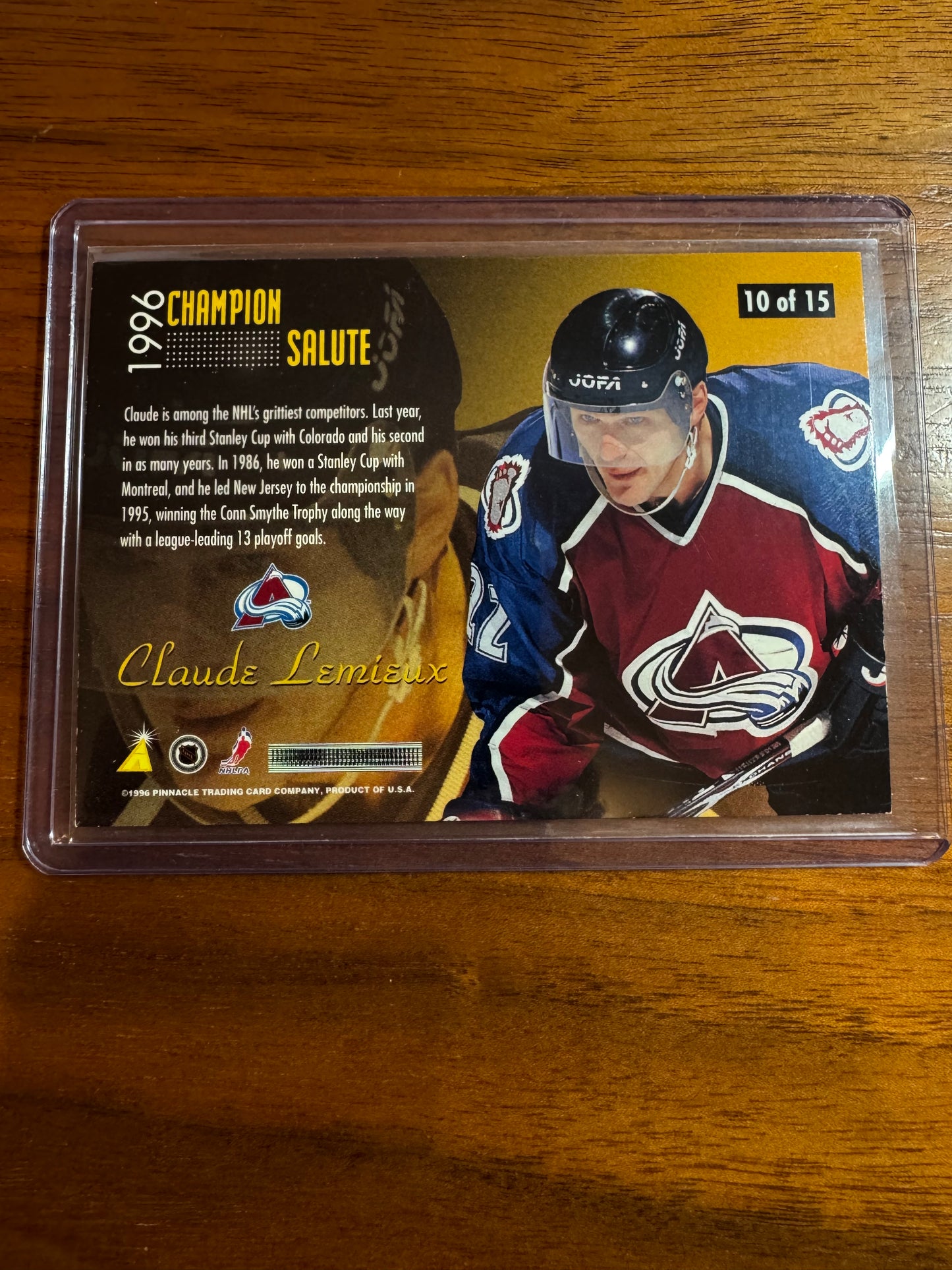 CLAUDE LEMIEUX - 1996 Pinnacle Zenith Champion Salute REAL DIAMOND #10, SSP