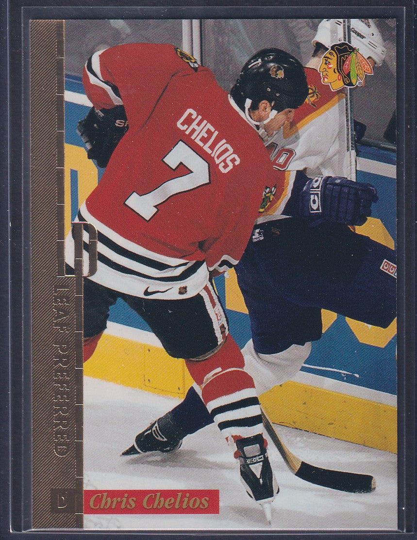 CHRIS CHELIOS - 1996 Donruss Leaf Preferred GOLD Press Proof, /250 #19