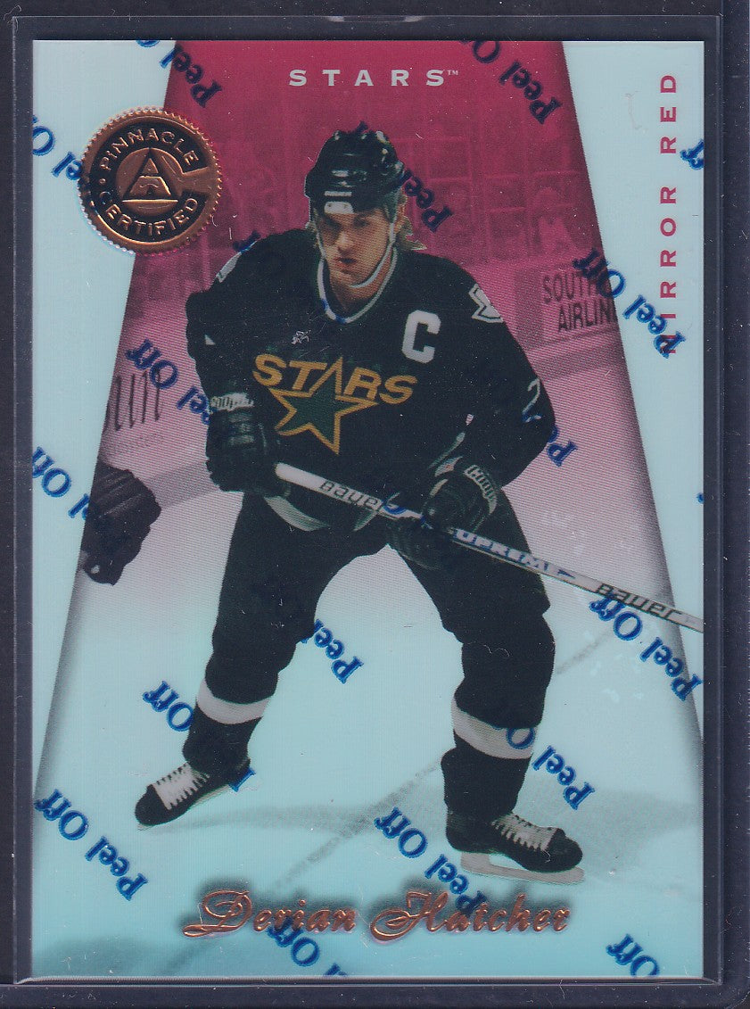 DERIAN HATCHER - 1997 Pinnacle Certified Mirror Red w/ Coating #54