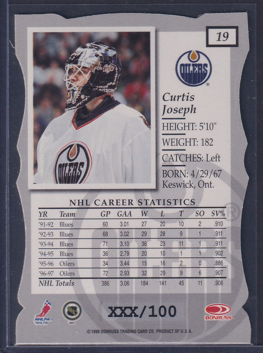 CURTIS JOSEPH - 1997 Donruss Elite Status Die Cut #19, xxx/100