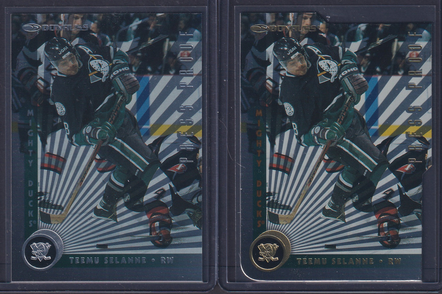 TEEMU SELANNE - 1997 Donruss Press Proof Silver & Gold, /500, /2000 #159