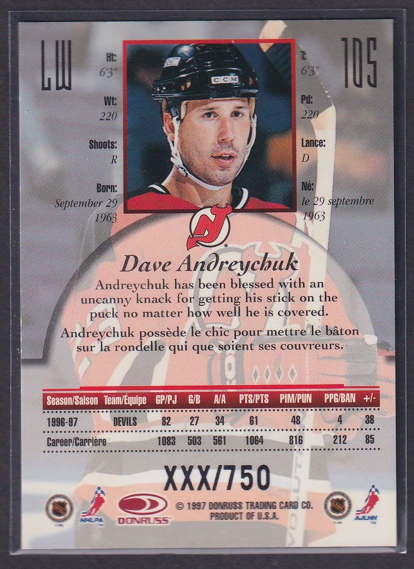 DAVE ANDREYCHUK - 1997 Donruss Canadian Ice Provincial Series #105, xxxx/750