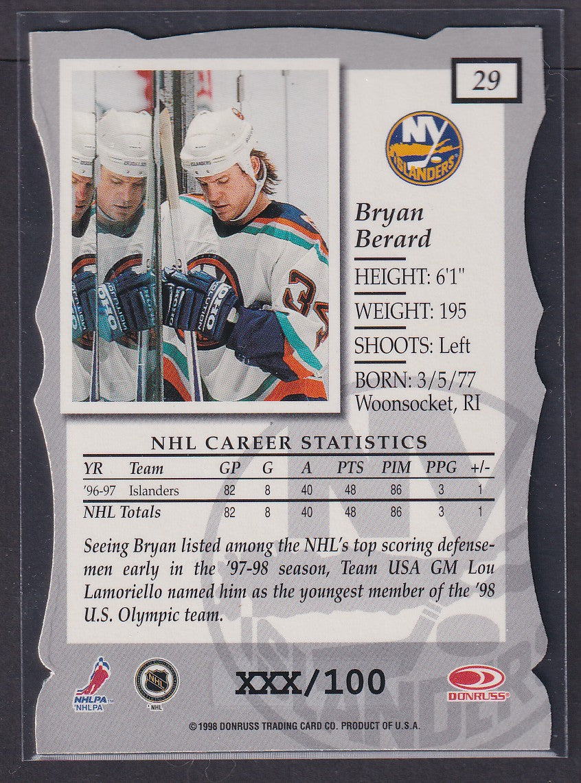 BRYAN BERARD - 1997 Donruss Elite Status Die Cut #29, xxx/100