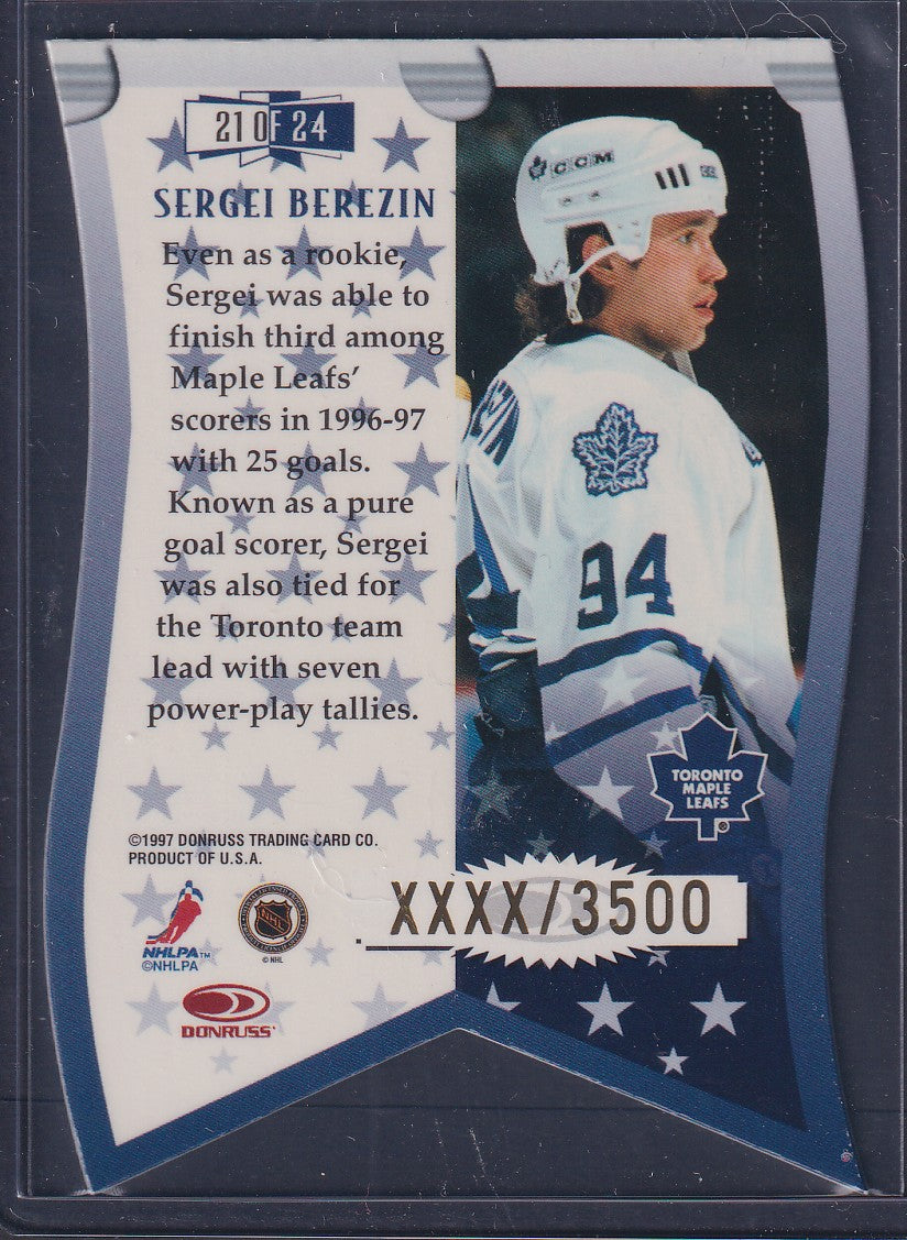 SERGEI BEREZIN - 1997 Donruss Leaf Banner Season Die Cut #21, xxxx/3500