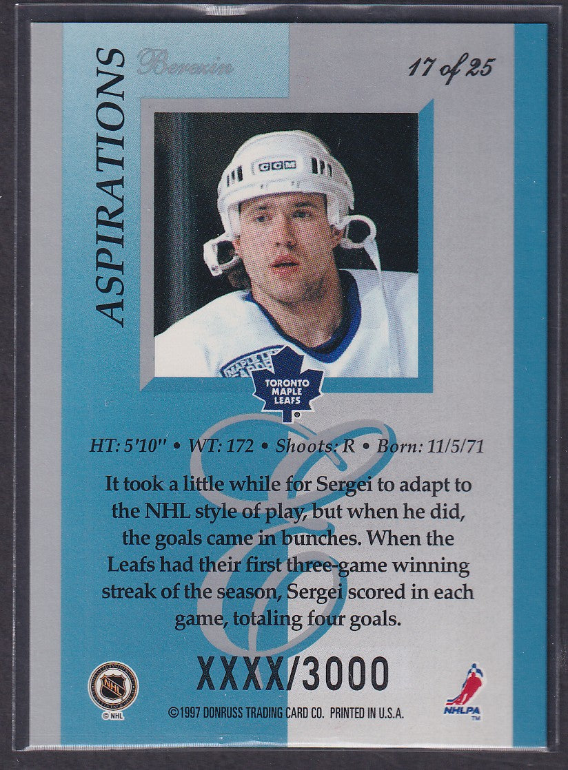 SERGEI BEREZIN - 1996 Donruss Elite Aspirations #17, xxxx/3000
