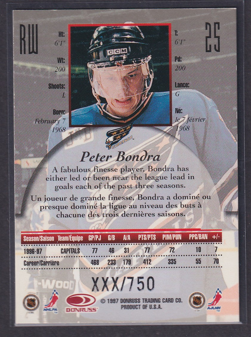 PETER BONDRA - 1997 Donruss Canadian Ice Provincial Series #25, xxx/750