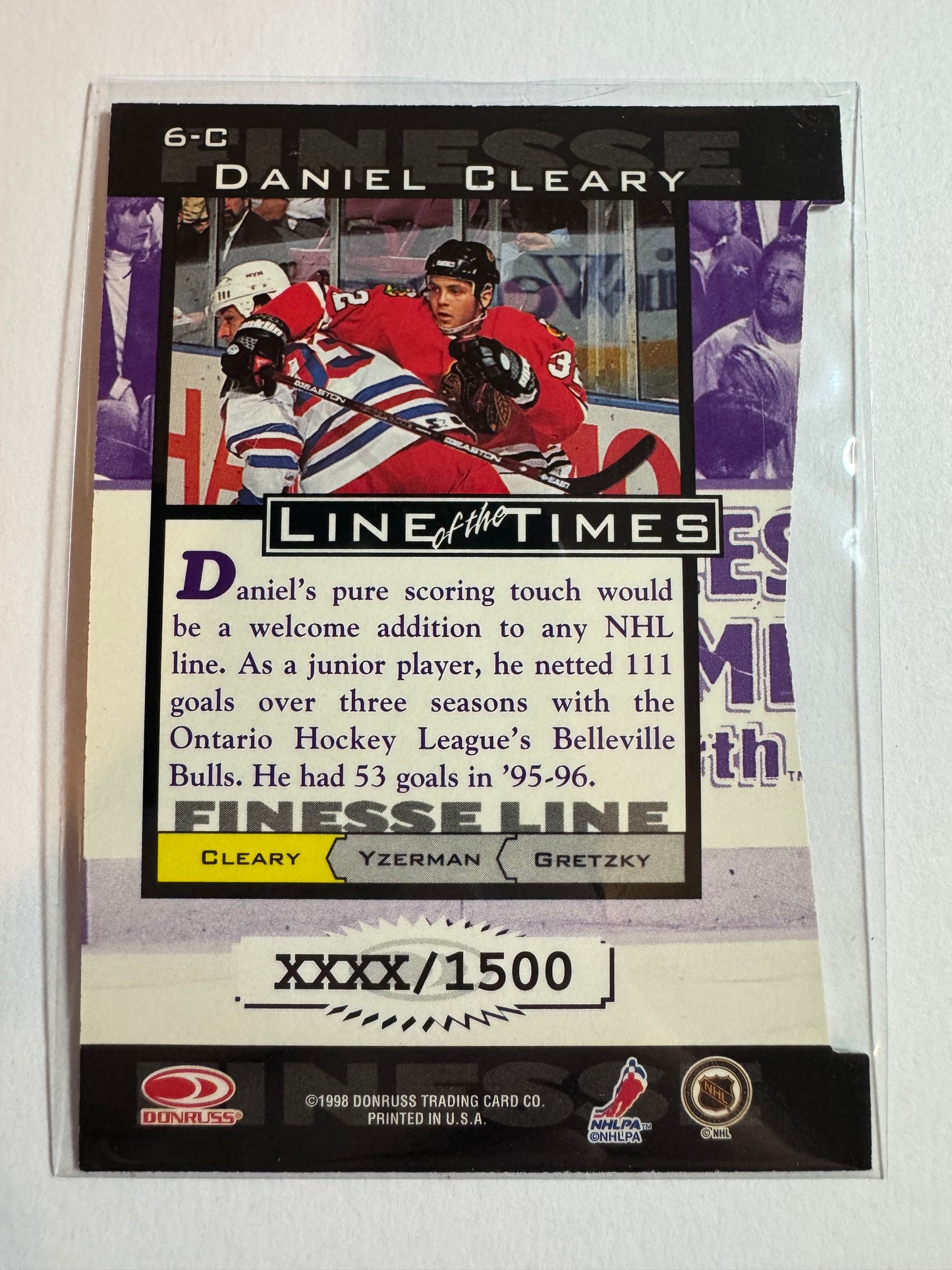 DANIEL CLEARY - 1997 Donruss Preferred Line of the Times #6-C, xxxx/1500