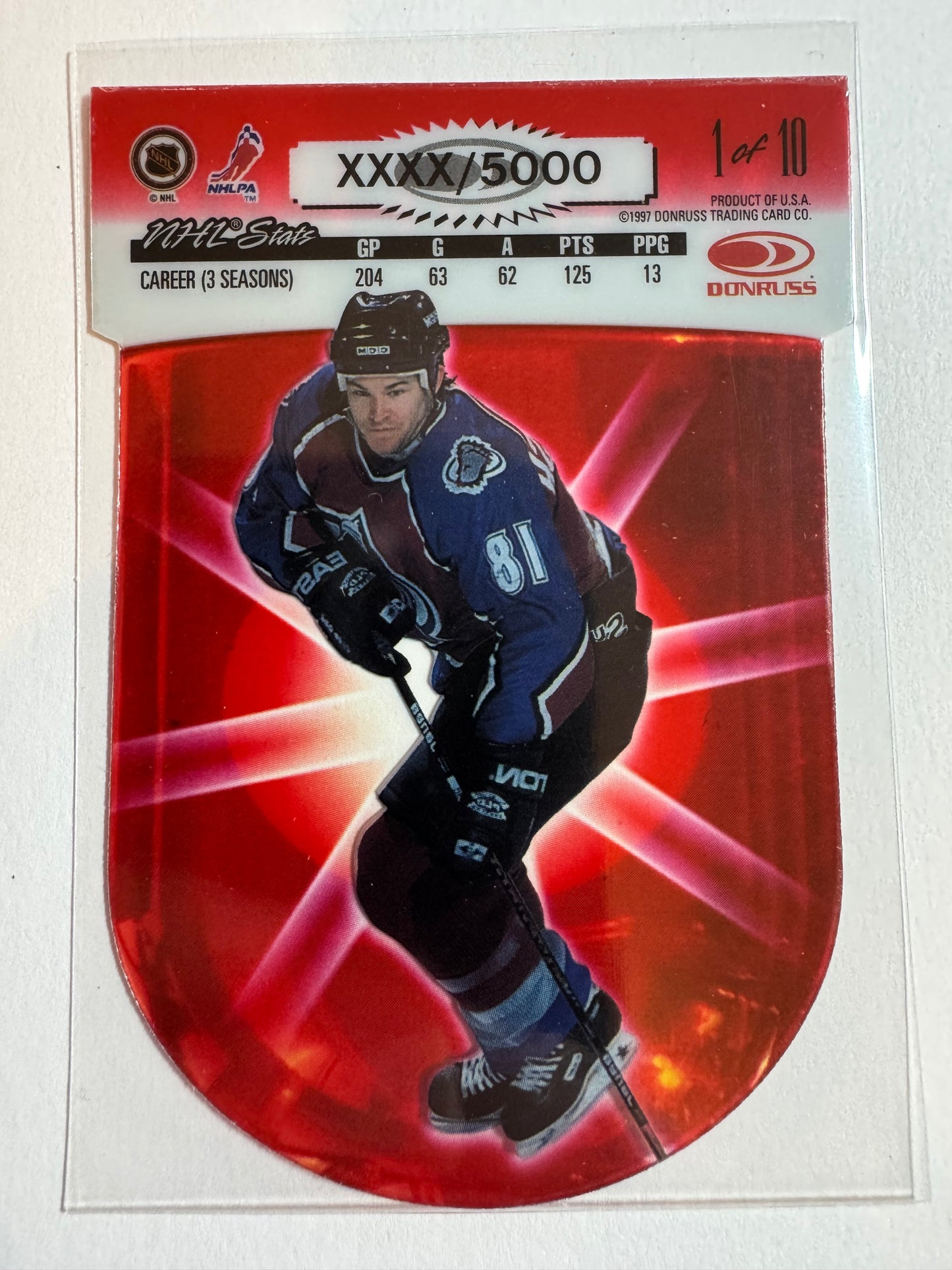 ADAM DEADMARSH - 1997 Donruss Red Alert Clear Cut Die Cut #1, xxxx/5000