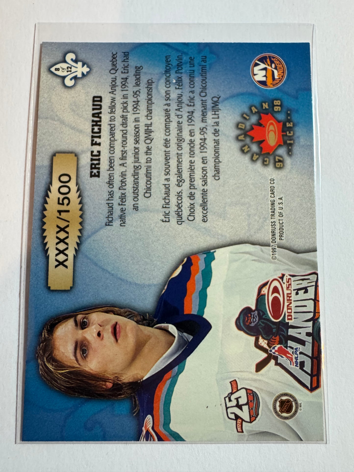 ERIC FICHAUD - 1996 Donruss Canadian Ice Les Gardiens #8, xxxx/1500