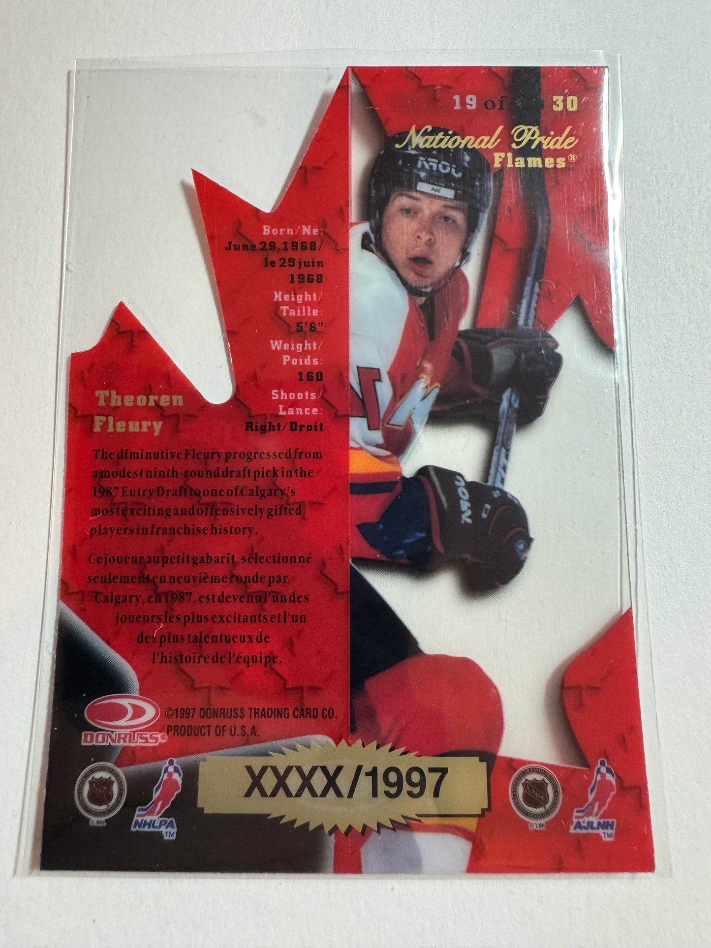 THEOREN FLEURY - 1997 Donruss Canadian Ice National Price Clear Cut Die Cut #19, xxxx/1997