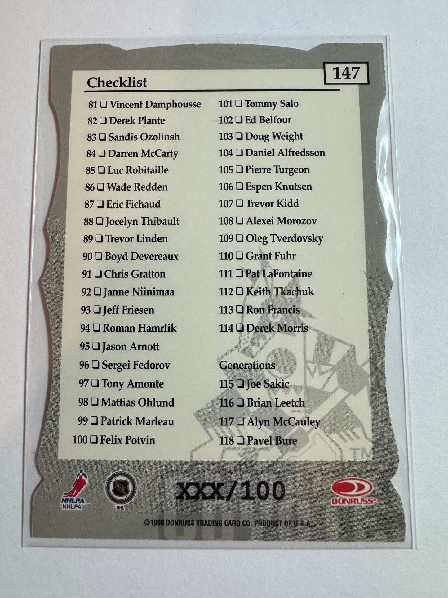 MIKE GARTNER - 1997 Donruss Elite Status Die Cut Checklist #147, xxx/100