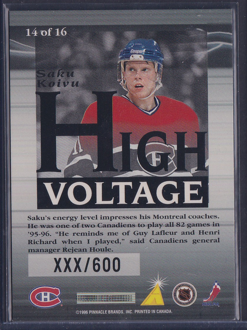 SAKU KOIVU - 1996 Pinnacle Summit High Voltage #14, xxx/600