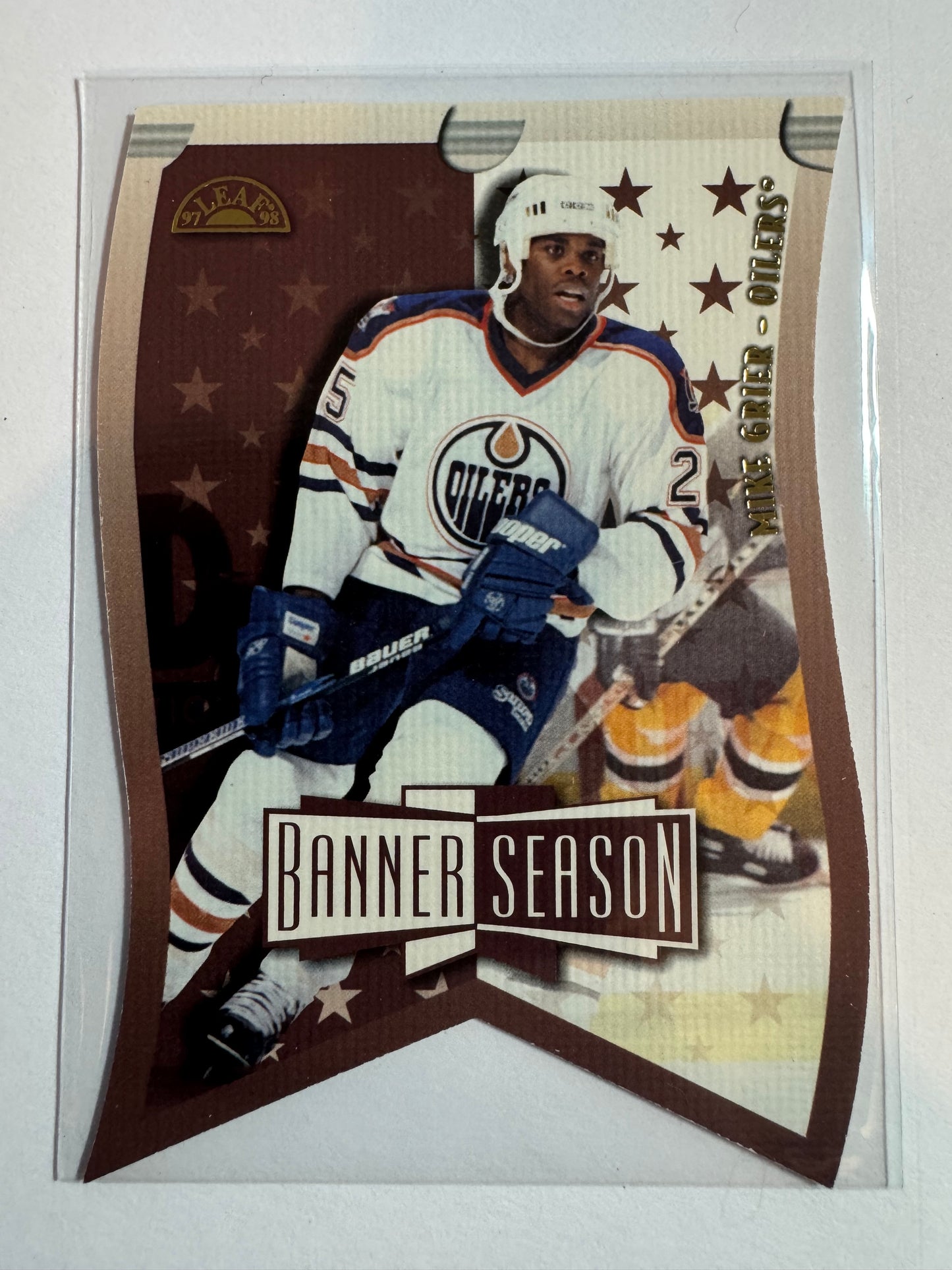 MIKE GRIER - 1997 Donruss Leaf Banner Season Die Cut #23, xxxx/3500