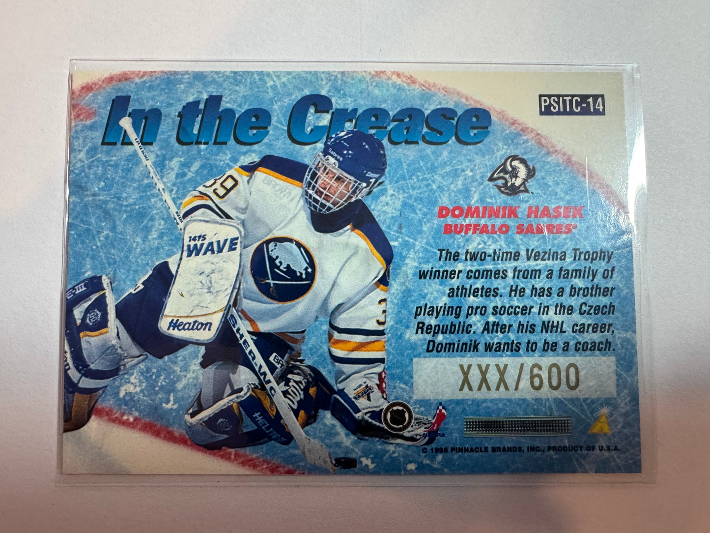 DOMINIK HASEK - 1996 Pinnacle Summit In the Crease #PSITC-14, xxx/600