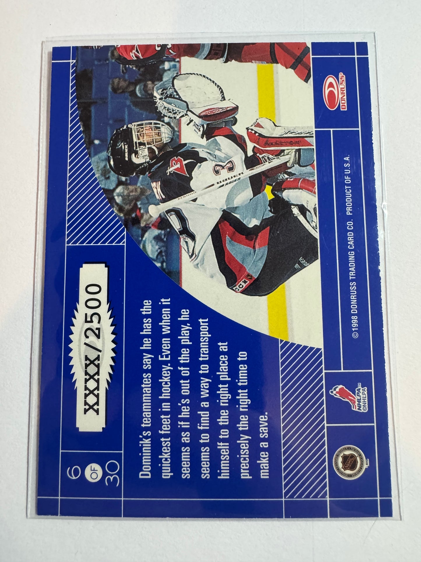 DOMINIK HASEK - 1997 Donruss Elite Craftsmen #6, xxxx/2500