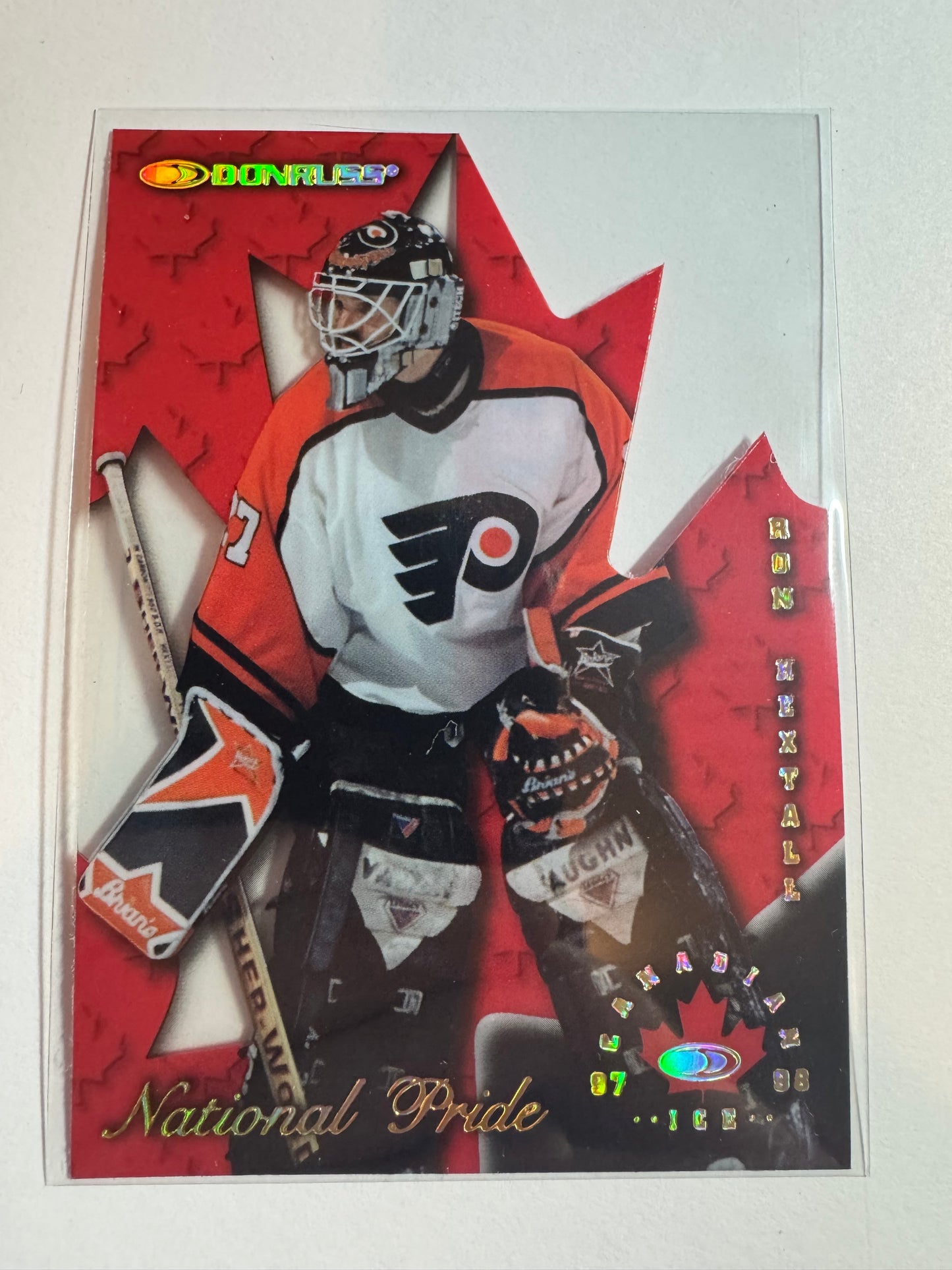 RON HEXTALL - 1997 Donruss Canadian Ice National Pride Clear Cut Die Cut #26, xxxx/1997
