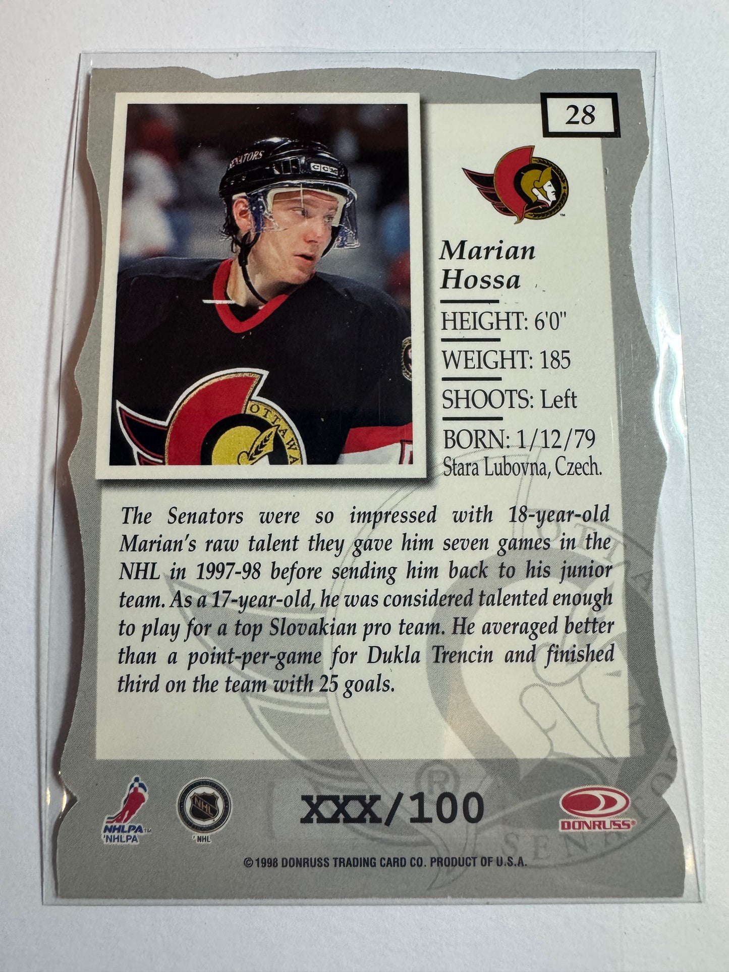 MARIAN HOSSA - 1997 Donruss Elite Status Die Cut #28, xxx/100
