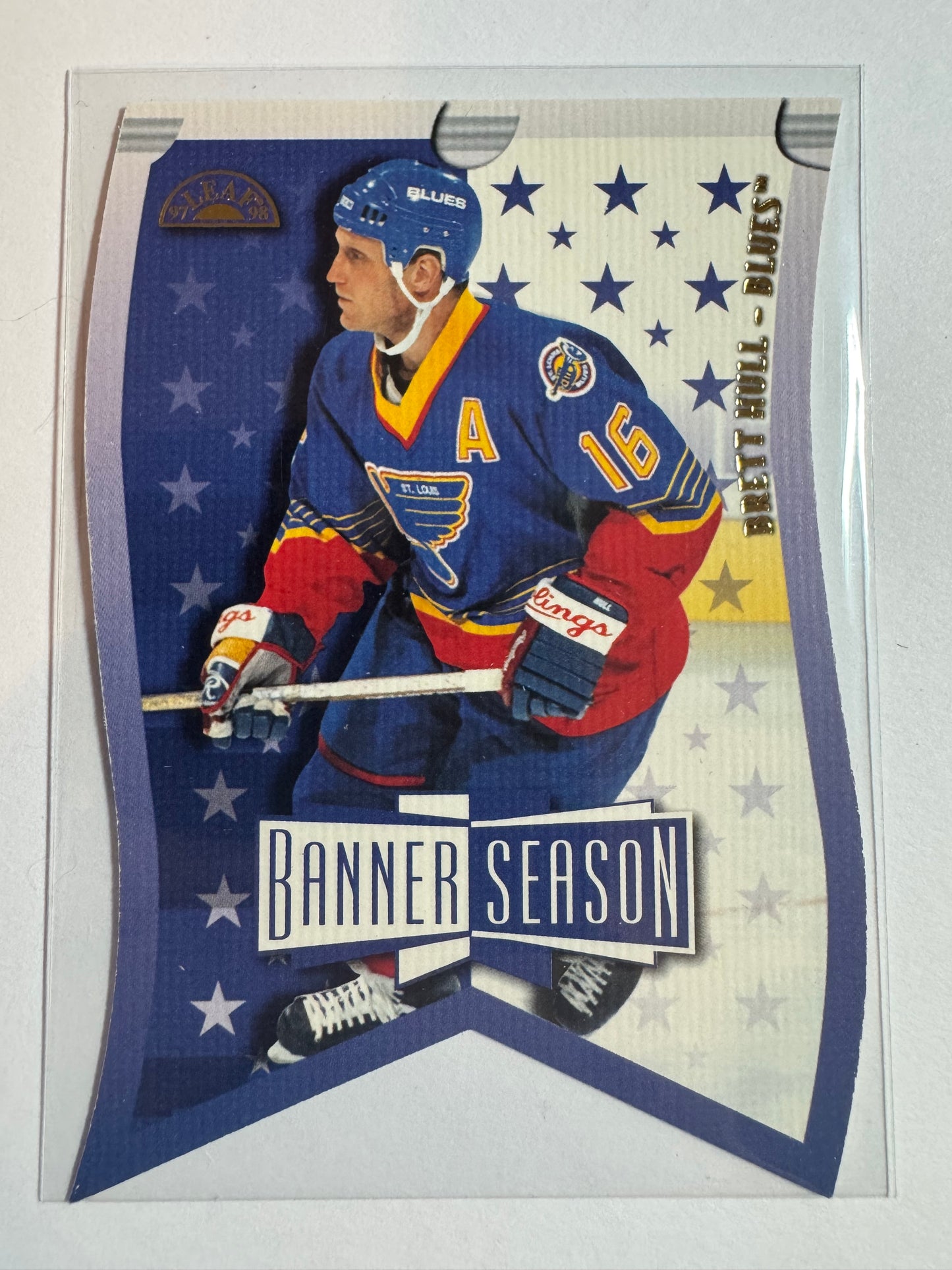 BRETT HULL - 1997 Donruss Leaf Banner Year Die Cut #11, xxxx/3500