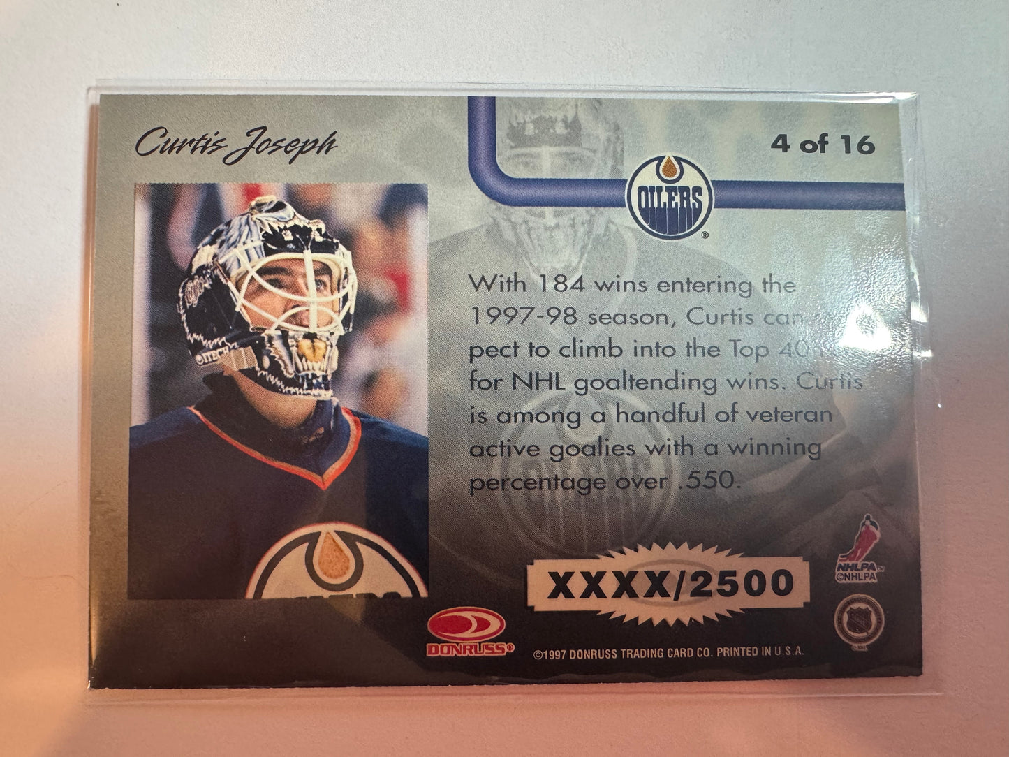 CURTIS JOSEPH - 1997 Donruss Leaf Pipe Dreams #4, xxxx/2500