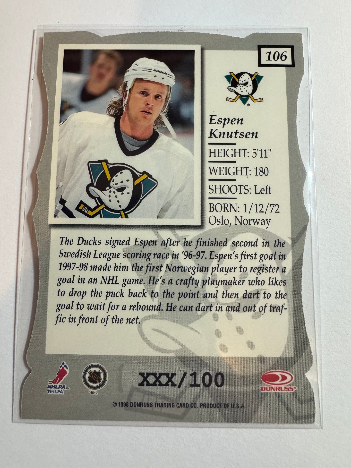 ESPEN KNUTSEN - 1997 Donruss Elite Status Die Cut #106, xxx/100