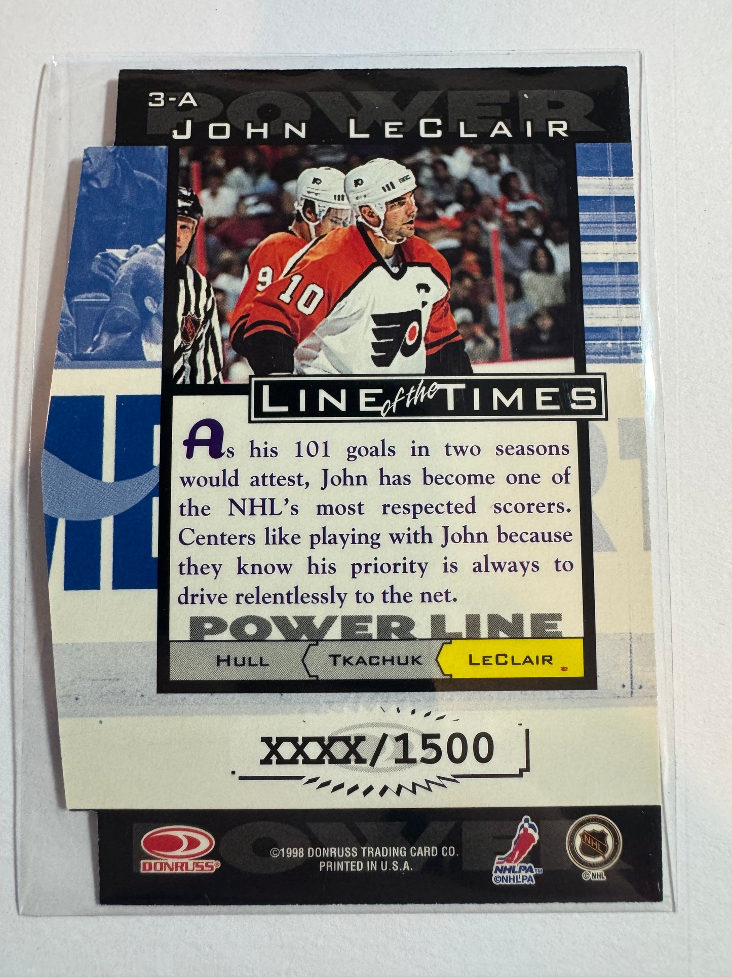 JOHN LECLAIR - 1997 Donruss Preferred Line of the Times Die Cut #3-A, xxxx/1500