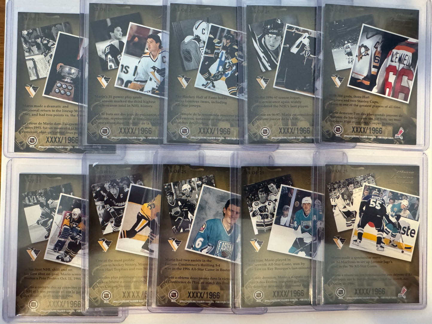 MARIO LEMIEUX - 1996 Donruss Canadian Ice Scrapbook COMPLETE SET #1-25, xxxx/1996
