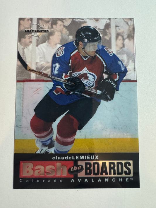 CLAUDE LEMIEUX - 1996 Donruss Leaf Limited Bash the Board Clear Cut #6, xxxx/2500