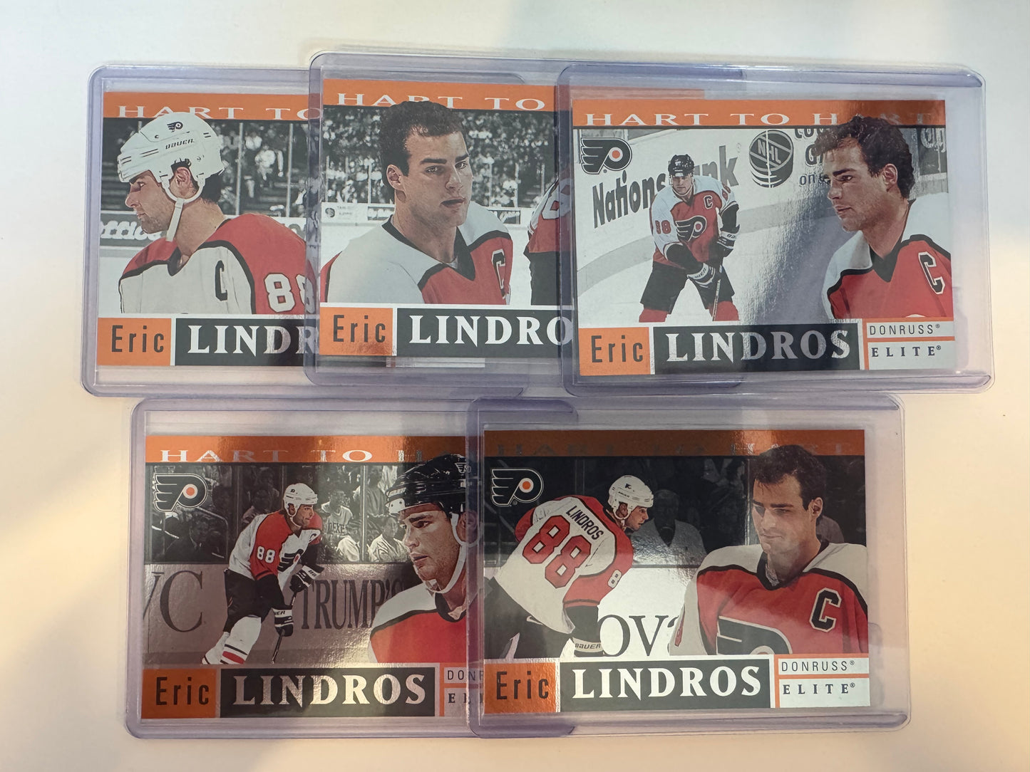 ERIC LINDROS - 1996 Donruss Elite Hart to Hart #1-5 (missing #6), xxxx/1995