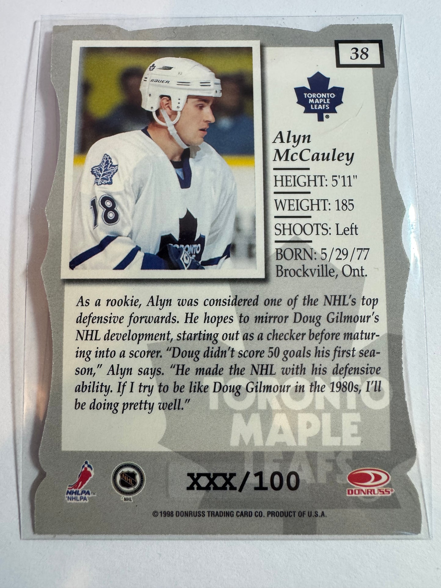 ALYN MCCAULEY - 1997 Donruss Elite Status Die Cut #38, xxx/100