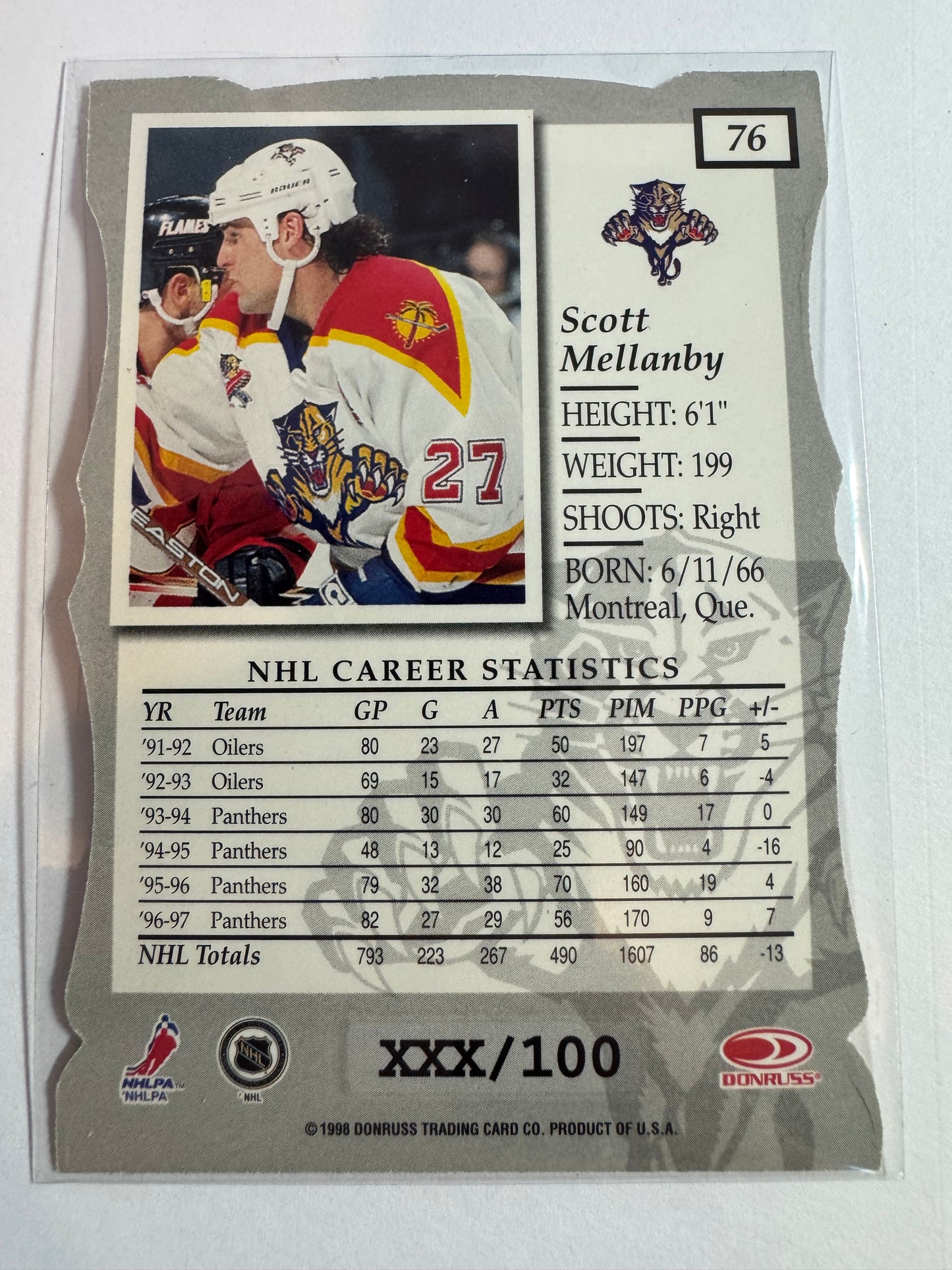 SCOTT MELLANBY - 1997 Donruss Elite Status Die Cut #76, xxx/100