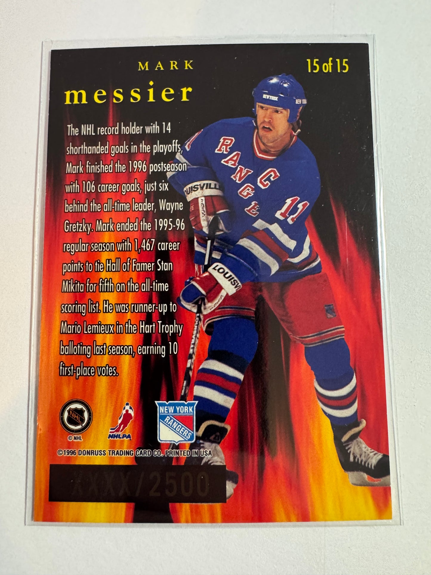 MARK MESSIER - 1997 Donruss Leaf Fire on Ice #15, xxxx/2500