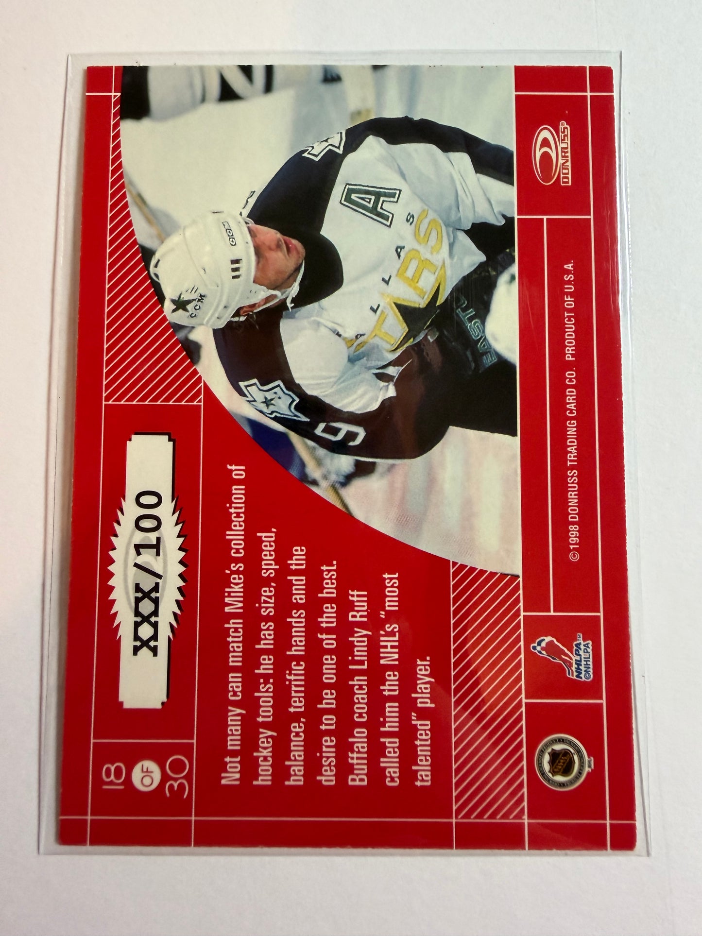 MIKE MODANO - 1997 Donruss Elite Master Craftsmen #18, xxx/100