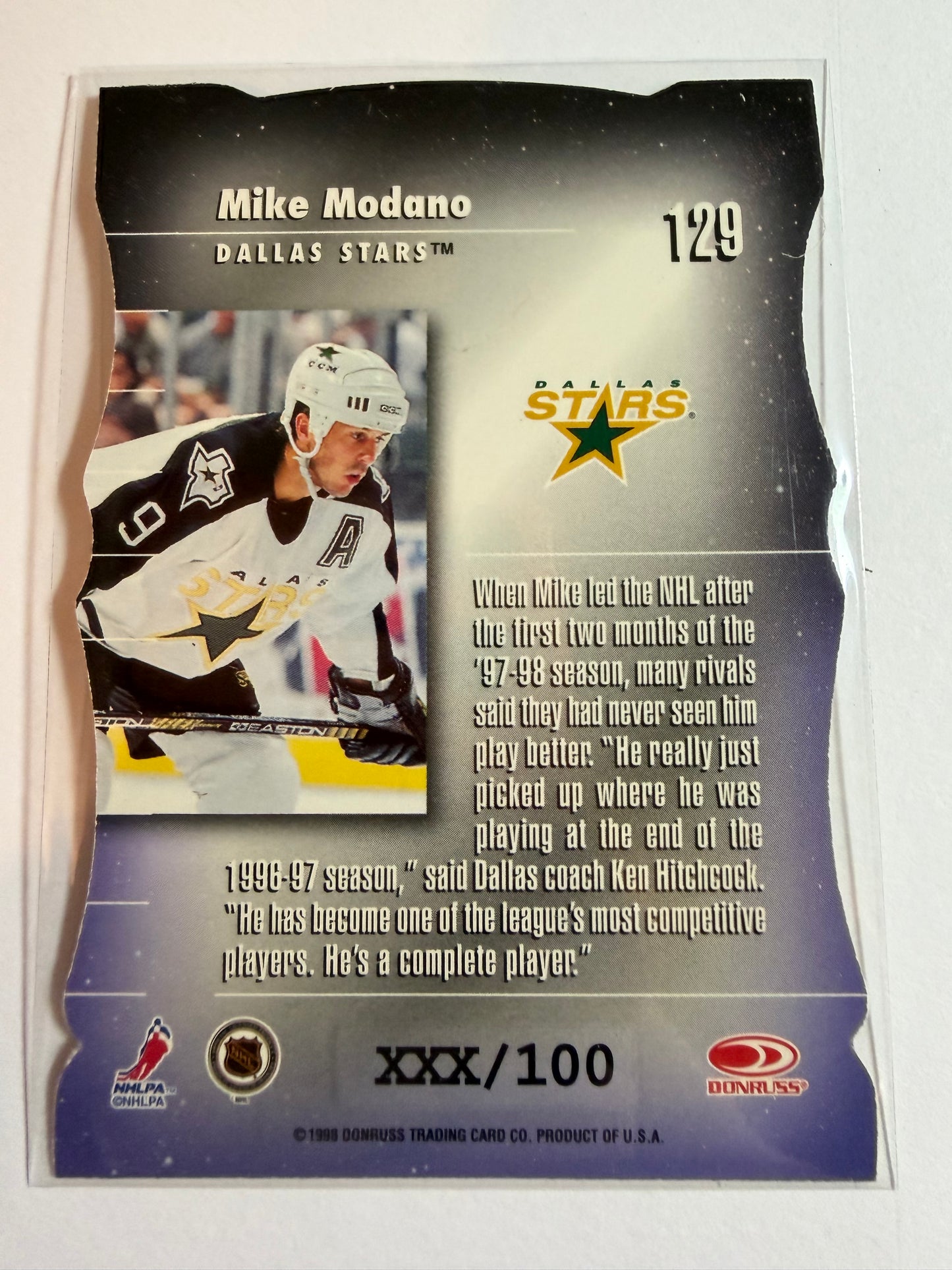 MIKE MODANO - 1997 Donruss Elite Status Generations Die Cut #129, xxx/100