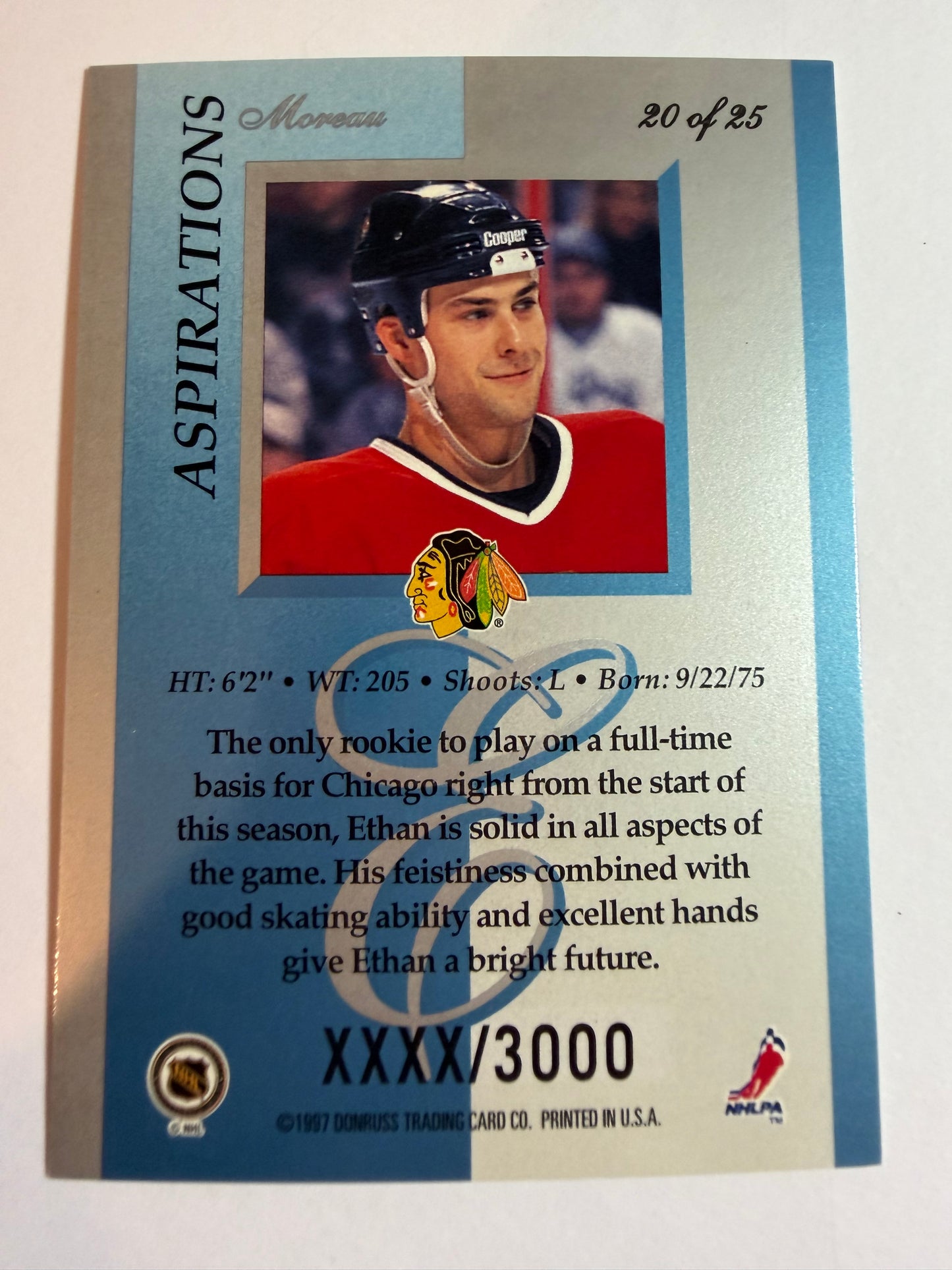 ETHAN MOREAU - 1996 Donruss Elite Aspirations #20, xxxx/3000
