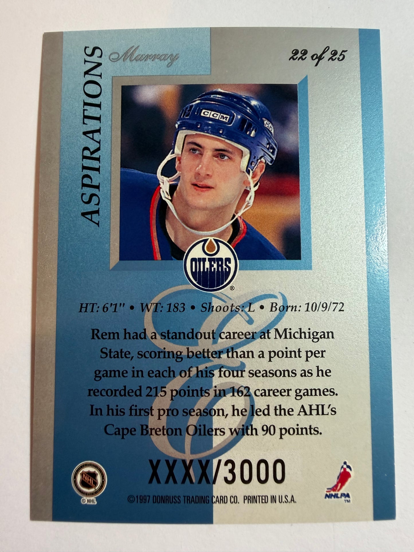 REM MURRAY - 1996 Donruss Elite Aspirations #22, xxxx/3000