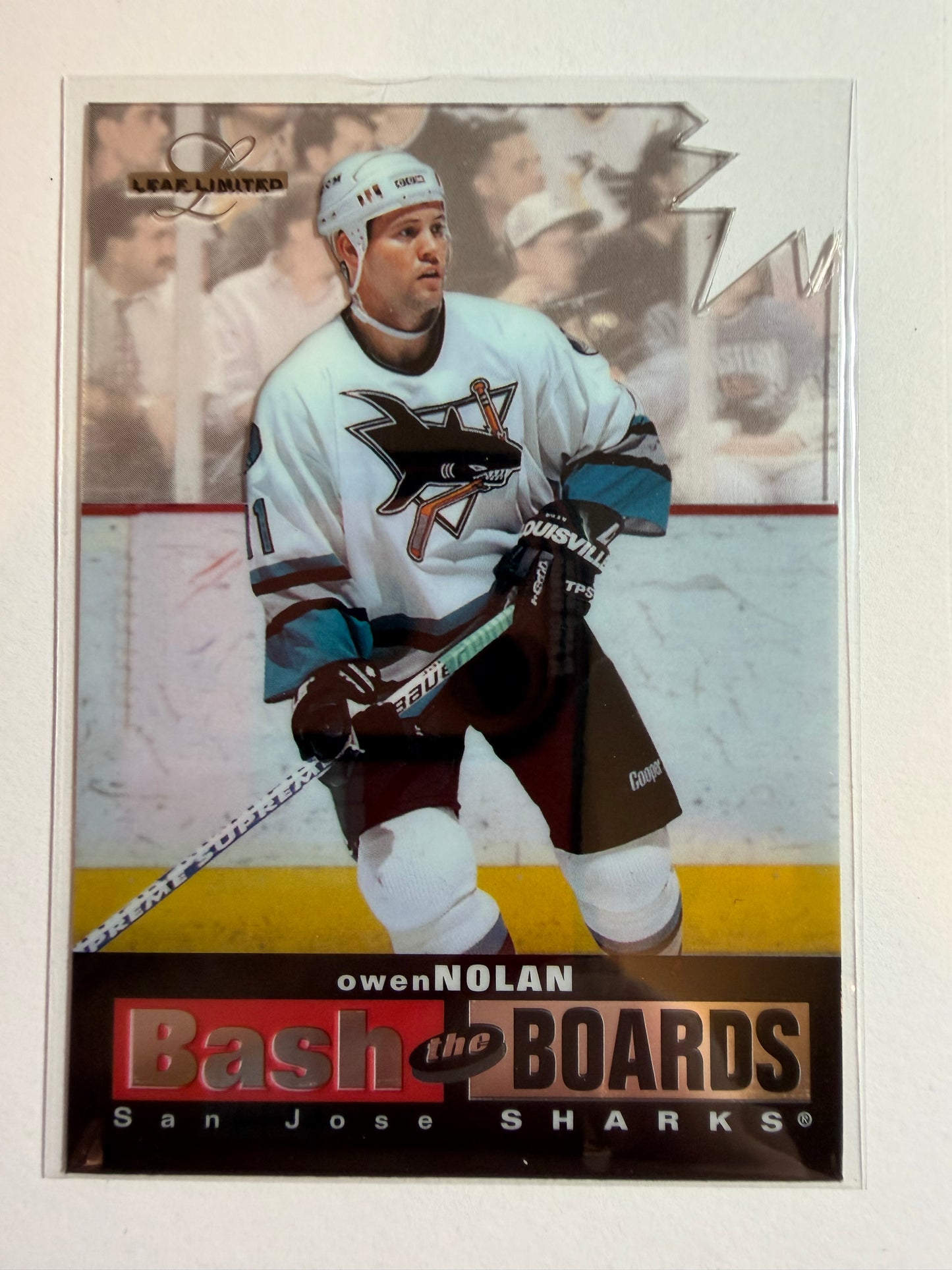 OWEN NOLAN - 1996 Donruss Leaf Limited Bash the Board Clear Cut Die Cut #3, xxx/250