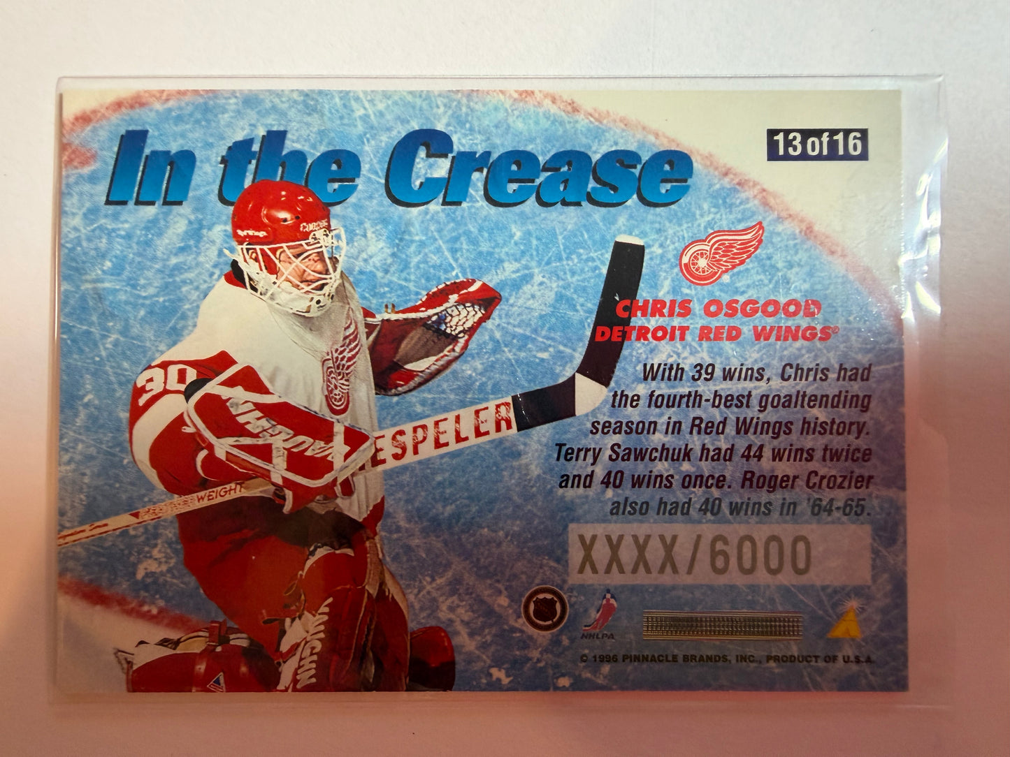 CHRIS OSGOOD - 1996 Pinnacle Summit In the Crease #13, xxxx/6000