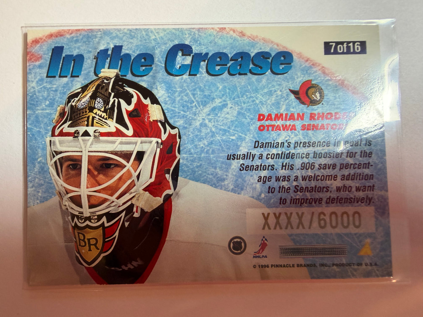 DAMIAN RHODES - 1996 Pinnacle Summit In the Crease #7, xxxx/6000