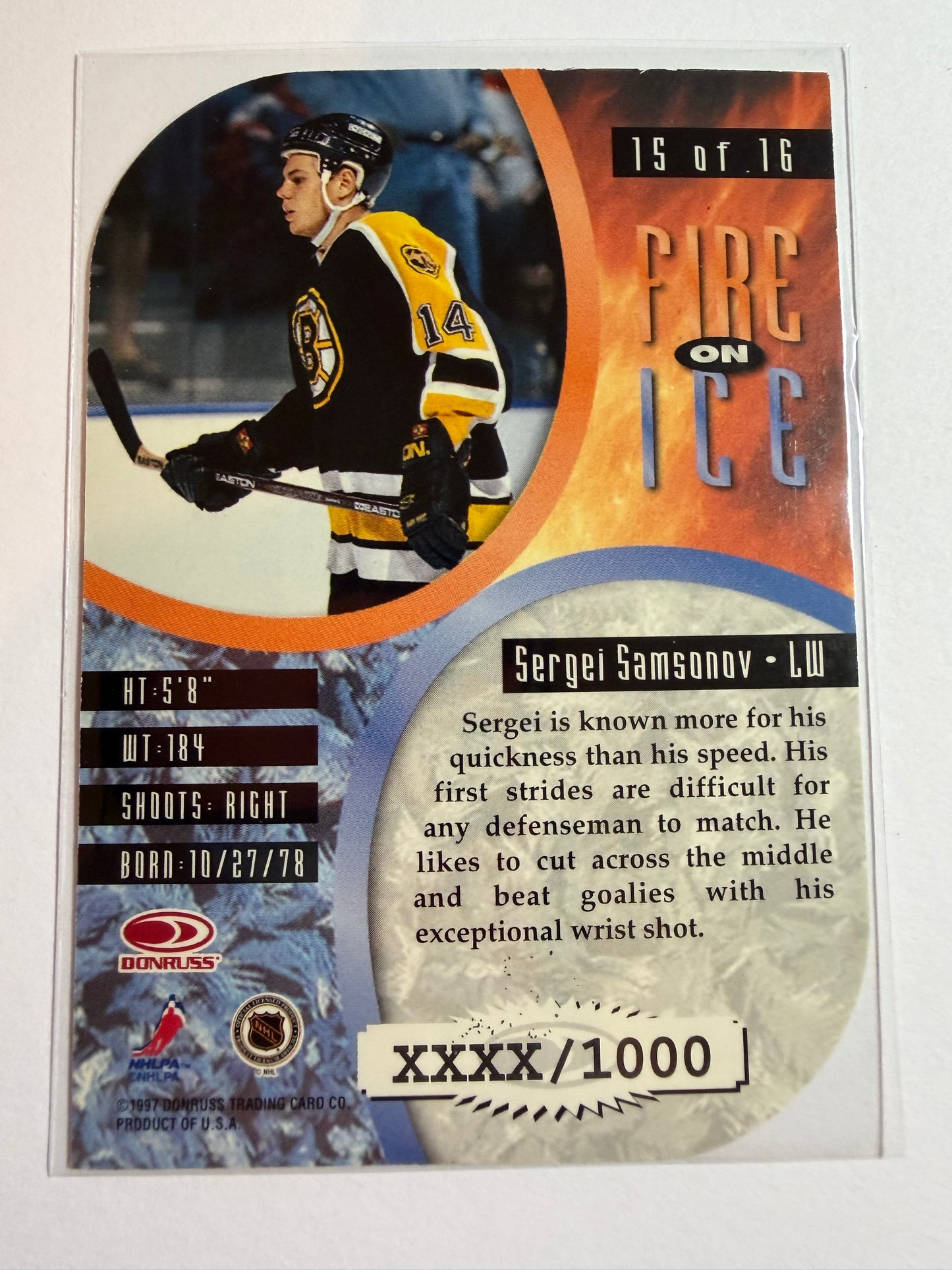 SERGEI SAMSONOV - 1997 Donruss Leaf Fire on Ice Die Cut #15, xxxx/1000