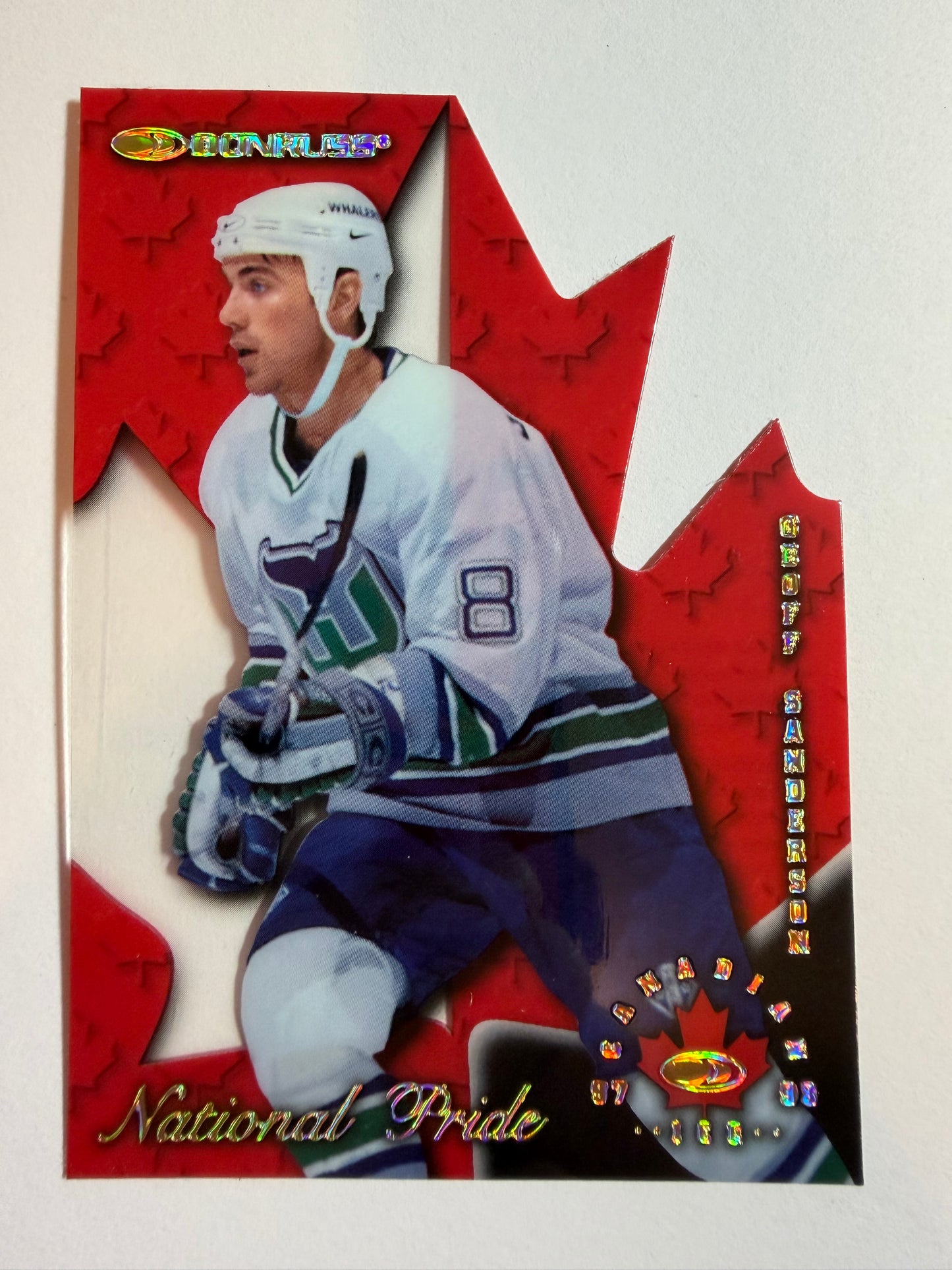 GEOFF SANDERSON - 1997 Donruss Canadian Ice National Pride Clear Cut Die Cut #14, xxxx/1997