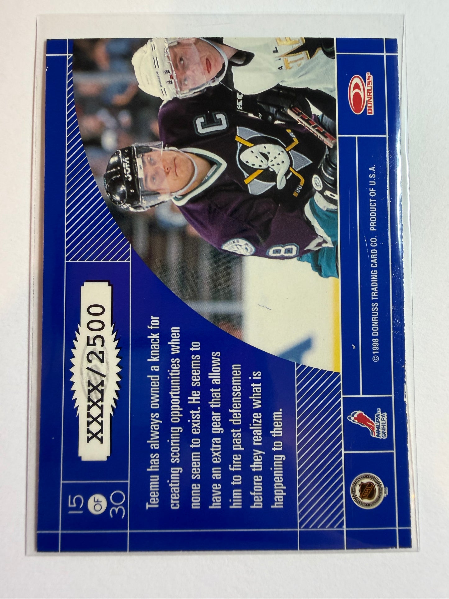 TEEMU SELANNE - 1997 Donruss Elite Craftsmen #15, xxxx/2500